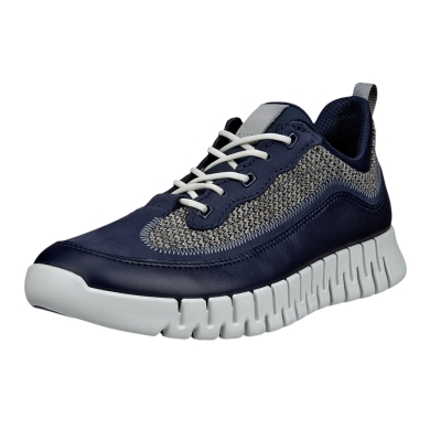 ECCO Sneaker Gruuv Lea (Premium-Leder, Mesh-Gewebe) navyblau/grau Herren