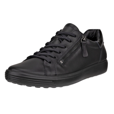 ECCO Sneaker Soft 7 Side Zip Lace (Premium-Vollnarbenleder) schwarz Damen