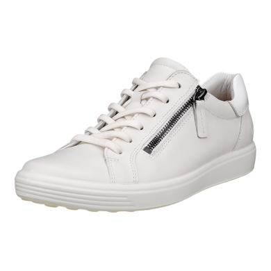 ECCO Sneaker Soft 7 Side Zip Lace (Premium-Vollnarbenleder) weiss Damen