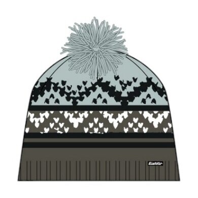 Eisbär Mütze (Pompon) Kathrin Damen - Merinomix - grün/blau/schwarz - 1 Stück