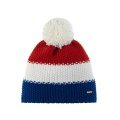 Eisbär Wintermütze Star mit Bommel (Pompon) blau/rot/weiss - 1 Stück