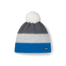 Eisbär Wintermütze Star mit Bommel (Pompon) blau/grau - 1 Stück