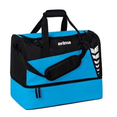 Erima Sporttasche Six Wings mit Bodenfach (Größe L - 94,5 Liter) curacaoblau/schwarz 60x35x45cm