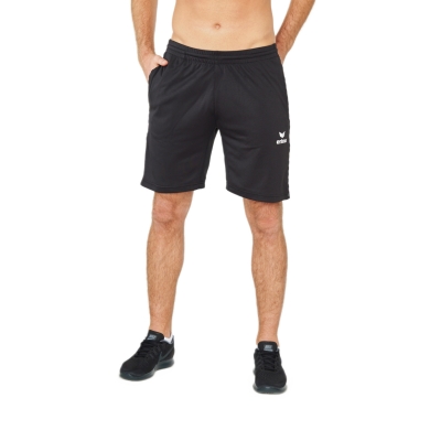 Erima Traininghose Short Basic (100% Polyester, Reißverschlusstaschen) kurz schwarz Herren
