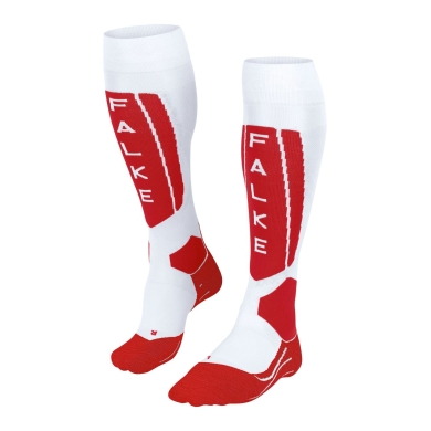 Falke Skisocke SK5 Expert (Kniestrümpfe, ultraleichte Polsterung) weiss/rot Herren - 1 Paar