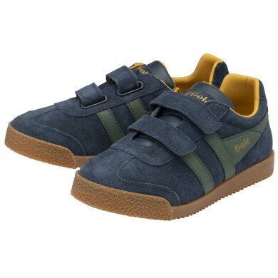 Gola Sneaker Harrier 2025 (Wildleder,Klettverschluss) navyblau/grau/sonnengelb Kinder