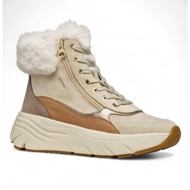 Geox Winterschuhe Diamanta B (Leder, mit seitlichen Reissverschluss) taupebraun/beige Damen