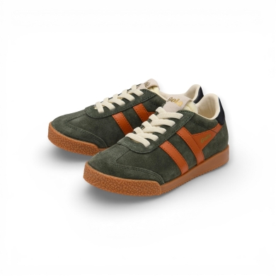 Gola Sneaker Elan 2026 (Wildleder, Schnürverschluss) khakigrün/orange/schwarz Kinder
