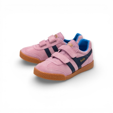 Gola Sneaker Harrier 2026 (Wildleder, Klettverschluss) candypink/navy/blau Mädchen