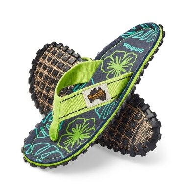 Gumbies Zehensandalen Original Flip Flops Lime Hibiscus limegrün
