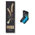 Happy Socks Tagessocke Crew Celebration (Cheers) Geschenkbox schwarz - 3 Paar