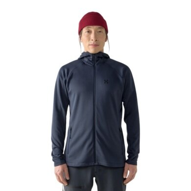 Haglöfs Fleecejacke Korp Mid Hood (Midlayer, atmungsaktiv) dunkelblau Herren