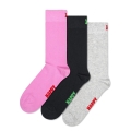 Happy Socks Tagessocke Crew Solid pink/schwarz/grau - 3 Paar