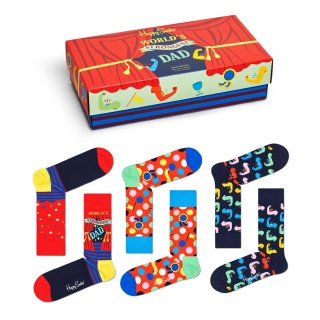 Happy Socks Tagessocke Crew Strongest Dad rot Geschenkbox - 3 Paar