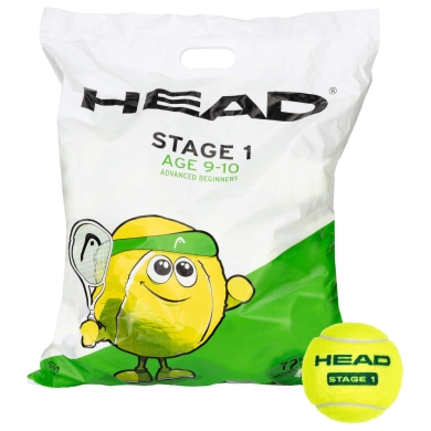 Head Methodikbälle Stage 1 TIP (grüner Punkt) gelb Polybag 72er
