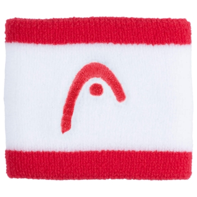 Head Schweissband Handgelenk Logo Striped rot/weiss - 2 Stück