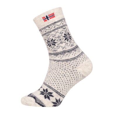 HomeOfSocks Wollsocke Skandinavisch Thick Flag Norwegen ecru/navyblau - 1 Paar
