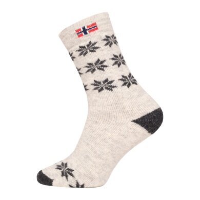 HomeOfSocks Wollsocke Skandinavisch Thick Flag Norwegen ecru/anthrazitgrau - 1 Paar