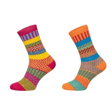 HomeOfSocks Wollsocken Hygge mehrfarbig orange/pink - 2 Paar