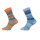 HomeOfSocks Wollsocken Hygge mehrfarbig orange/blau - 2 Paar