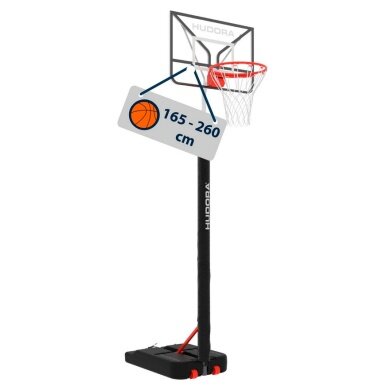 Hudora Basketballständer RoCo 260 (höhenverstellbar/fester Stand/Sicher/langlebig) - 165cm-260cm