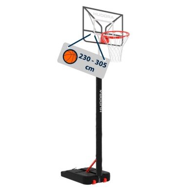 Hudora Basketballständer RoCo 305 (höhenverstellbar/fester Stand/Sicher/langlebig) - 230cm-305cm