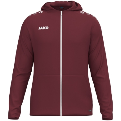 JAKO Kapuzenjacke One (Innenseite aus Micro-Fleece, 100% rec. Polyester) bordeauxrot Kinder