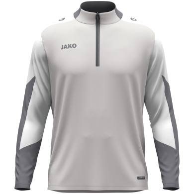 JAKO Langarmshirt Ziptop Dynamic (rec. Polyester, elastisches Material) hellgrau/weiss/grau Herren