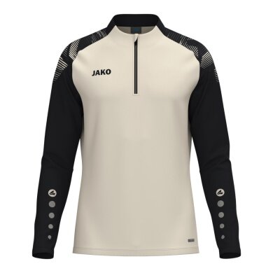 JAKO Langarmshirt Ziptop Sonic (rec. Polyester, weiches Tragegefühl) beige/schwarz Herren