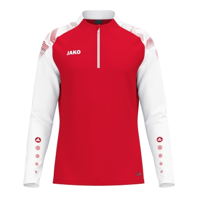 JAKO Langarmshirt Ziptop Sonic (rec. Polyester, weiches Tragegefühl) rot/weiss Herren