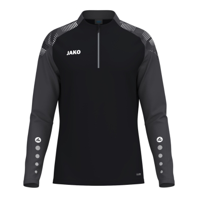 JAKO Langarmshirt Ziptop Sonic (rec. Polyester, weiches Tragegefühl) schwarz/anthrazitgrau Herren