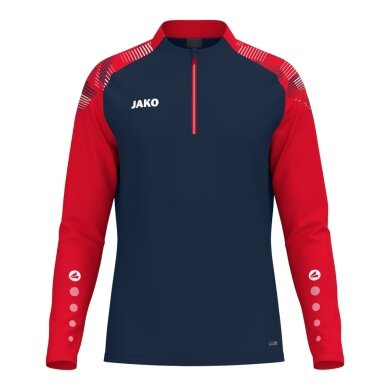 JAKO Langarmshirt Ziptop Sonic (rec. Polyester, weiches Tragegefühl) marineblau/rot Herren