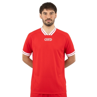 JAKO Sport-Tshirt Retro Trikot (V-Ausschnitt, atmungsaktiv) kurzarm rot/weiss Herren