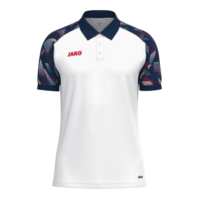 JAKO Sport-Polo Sonic (leicht, atmungsaktiv) weiss/marineblau/rot Herren