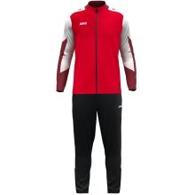 JAKO Trainingsanzug Polyester Dynamic (Jacke und Hose, sportiver Schnitt) rot/weiss/dunkelrot Kinder