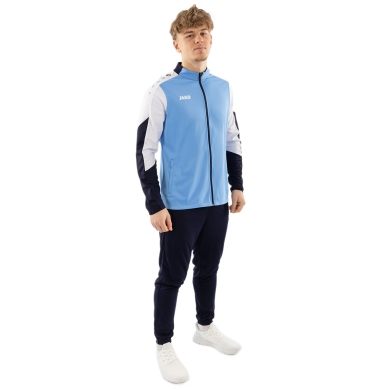 JAKO Trainingsanzug Polyester Dynamic (Jacke und Hose, sportiver Schnitt) himmelblau/weiss/marineblau Herren