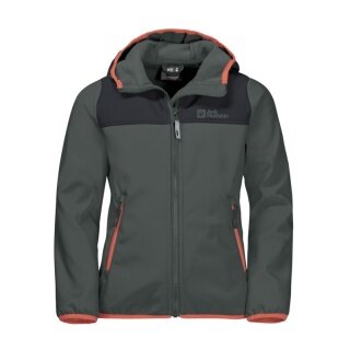Jack Wolfskin Softshelljacke Fourwinds (wind-& wasserabweisend) dunkelgrün Kinder