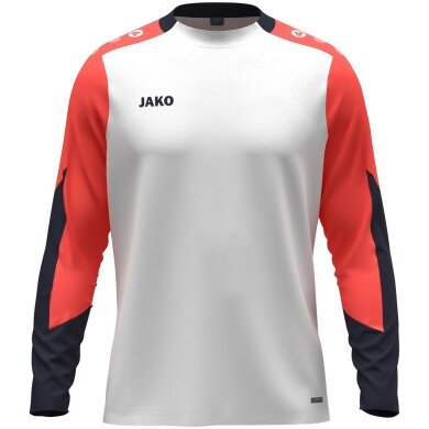 JAKO Sport-Langarmshirt Dynamic (Polyester-Eyelet) weiss/coralrot/marineblau Herren