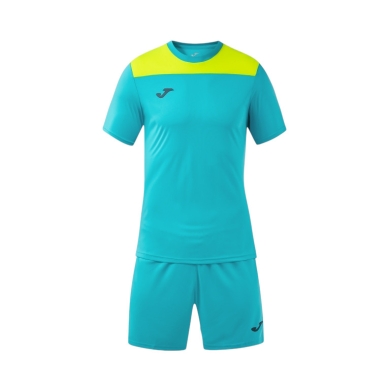 Joma Trainingsanzug (kurze Hose und kurzarm Shirt) Phoenix III Set türkisblau/gelb Herren