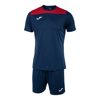 Joma Trainingsanzug (kurze Hose und kurzarm Shirt) Phoenix III Set navyblau/rot Herren