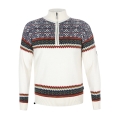 Kama Sweater Pullover 4097 Half Zip mit Nordischen Muster (Merinowolle, sehr warm) weiss Herren