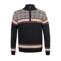 Kama Sweater Pullover 4097 Half Zip mit Nordischen Muster (Merinowolle, sehr warm) graphitgrau Herren