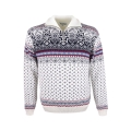 Kama Sweater Pullover 471 Half Zip mit Wintermotiv (Merinowolle-Mischung) weiss Herren
