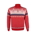 Kama Sweater Pullover 471 Half Zip mit Wintermotiv (Merinowolle-Mischung) rot Herren