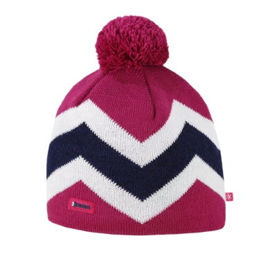 Kama Strickmütze (Bommel) A179 Merino - pink/weiss/navyblau - 1 Stück
