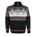 Kama Sweater Pullover 4071 Half Zip mit Nordischen Muster (Merinowolle-Mischung) schwarz Herren