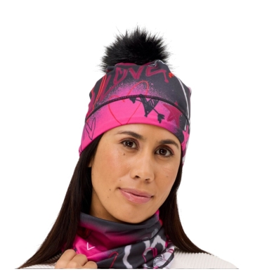 Krimson Klover Mütze (Pompon) Graffiti Girls Beanie - bunt/schwarz Damen - 1 Stück