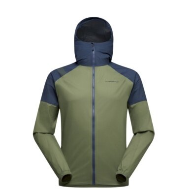 La Sportiva Trail-Laufjacke Pocketshell (Hardschell, wasserdicht) dunkelgrün/dunkelblau Herren