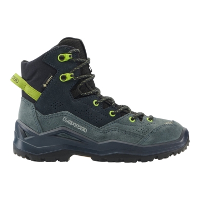Lowa Wanderschuhe Wandax Mid GTX (Veloursleder/Synthetik, wasserdicht) dunkelpetrol/lime Kinder