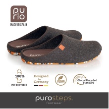 Purosteps Hausschuhe Fieltro Eco Signet (Wollfilz) braun/orange